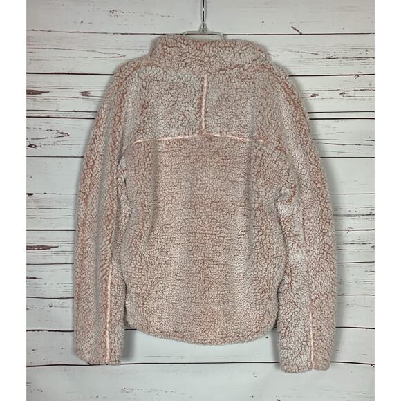Thread & Supply Nordstrom Women's L Large Pink Sherpa Quarter Zip Fuzzy Pullover - Picture 8 of 12